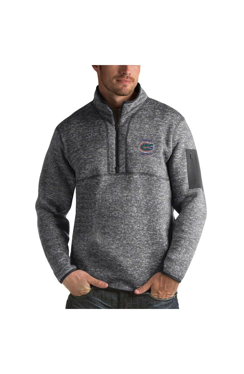 ANTIGUA Men's Antigua Charcoal Florida Gators Fortune Half-Zip Sweatshirt, Main, color, 