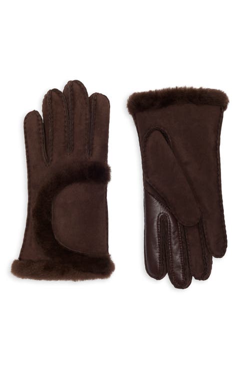 Genuine Shearling Exposed Curve Seam Gloves