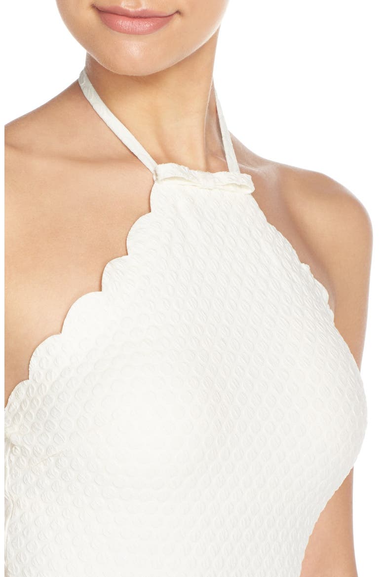 'Marina' Dot Jacquard One-Piece Swimsuit, Alternate, color, CREAM
