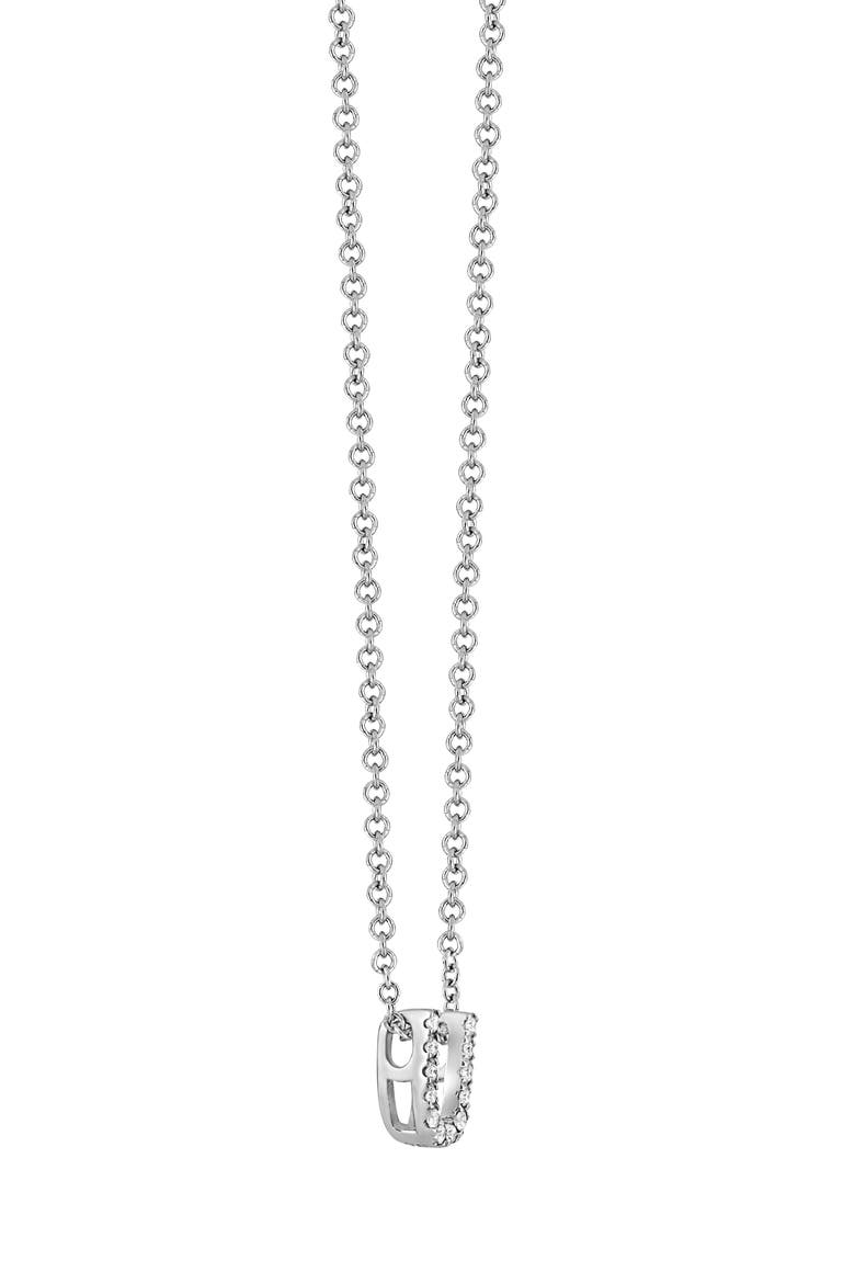 Diamond Pavé Initial Pendant Necklace, Alternate, color, 18K WHITE GOLD - U
