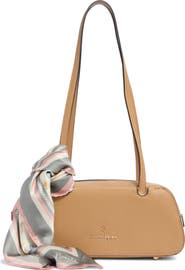 Nanette Lepore Faux Leather East West Shoulder Bag with Scarf