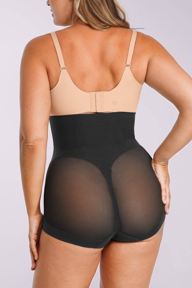 High Waist Mesh Tummy Control Brief, Alternate, color, Classic black