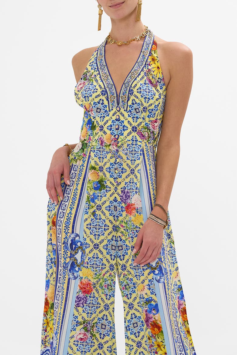 Halterneck Jumpsuit With Tie Neck Wall To Wall Wonders, Alternate, color, Wall To Wall Wonders