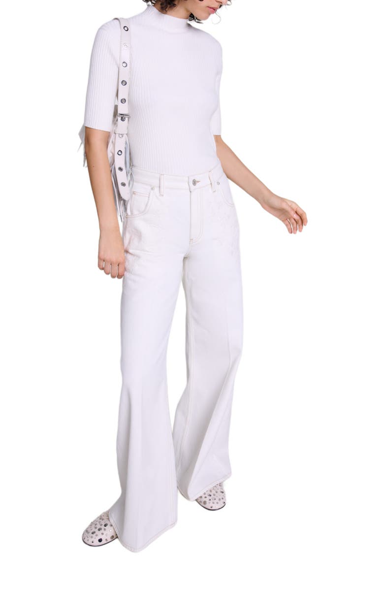 maje Embroidered high-waisted jeans, Alternate, color,