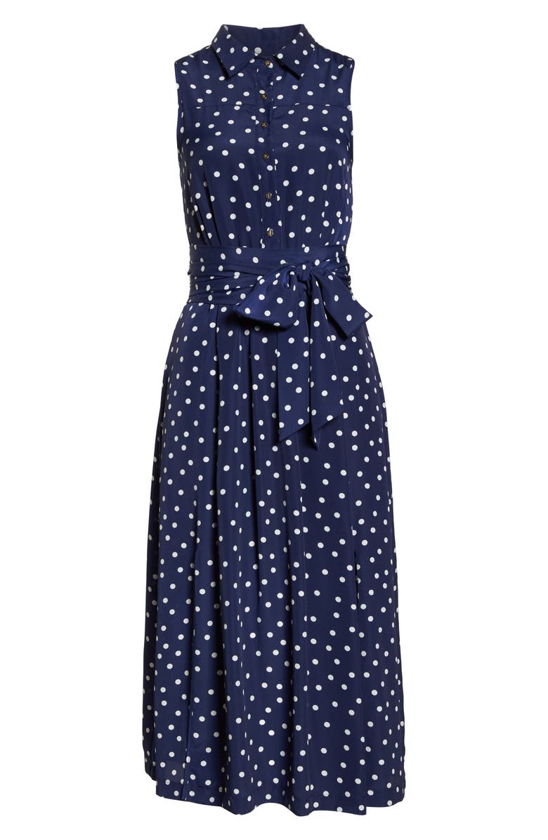 1901 Polka Dot Midi Shirtdress, Alternate, color, Navy Dot