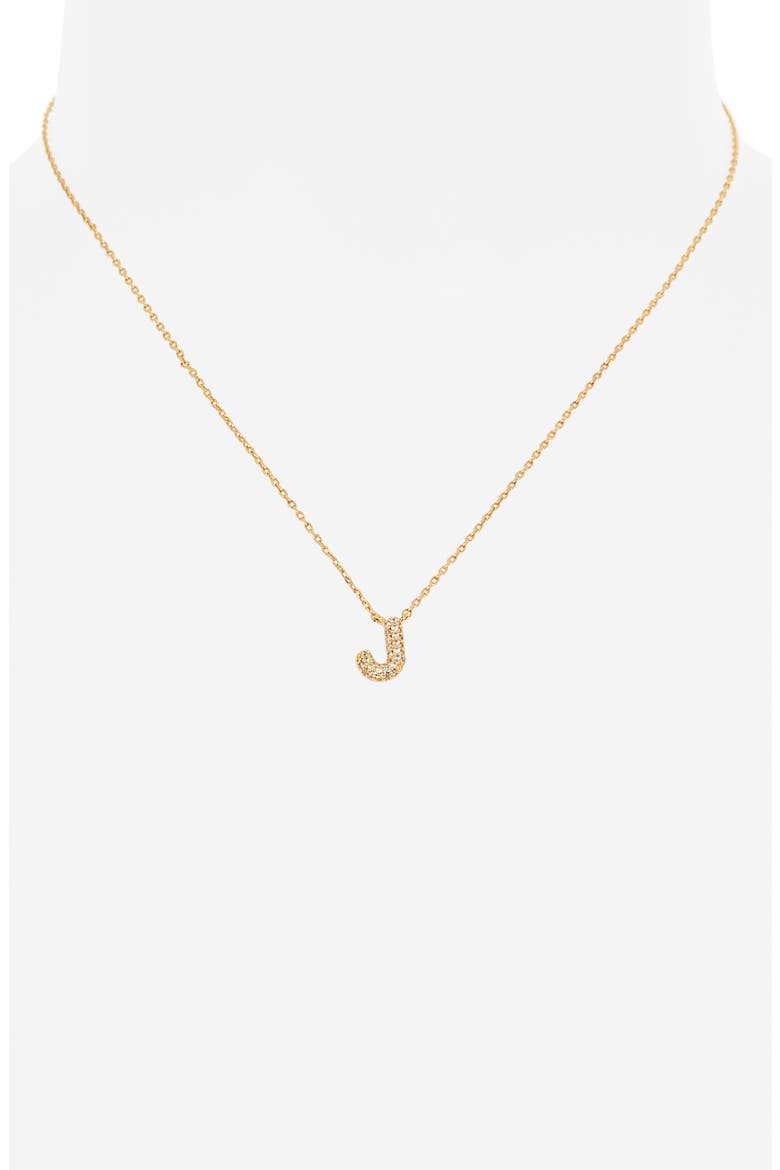 Cubic Zirconia Initial Pendant Necklace, Alternate, color, J- CLEAR- GOLD