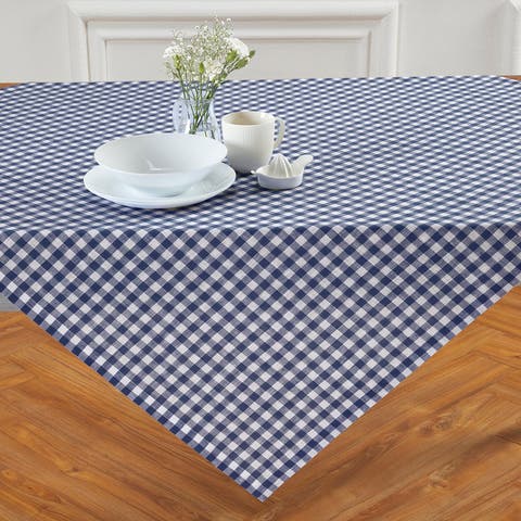 Linen Table Throw - Gingham Check, 52" x 52", 52" x 52"