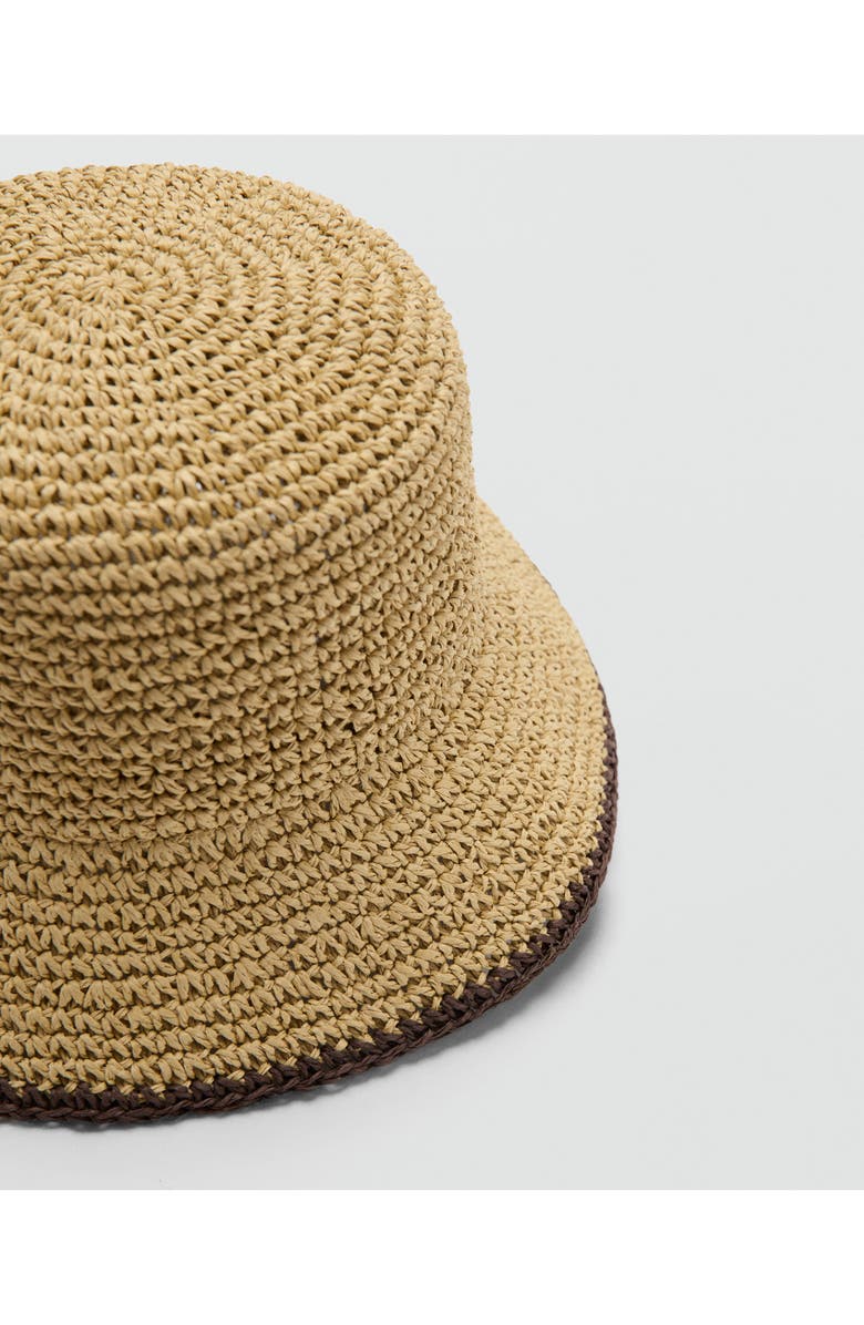 MANGO Straw Bucket Hat, Alternate, color, Chocolate