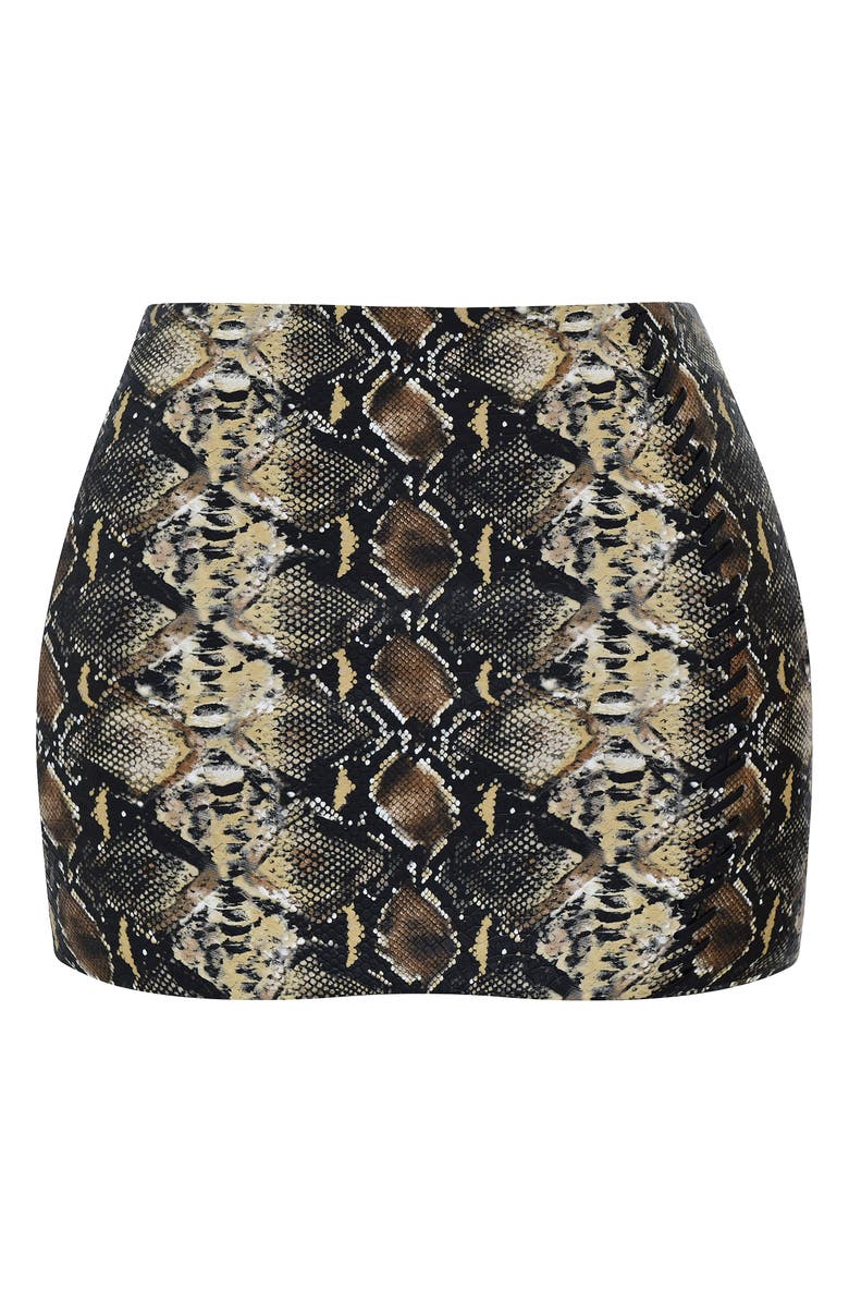 HOUSE OF CB Lena Snakeskin Print Faux Leather Miniskirt, Alternate, color,