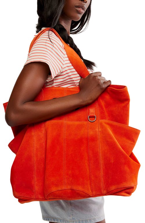 Free People Caravan Suede Tote In Red Orange