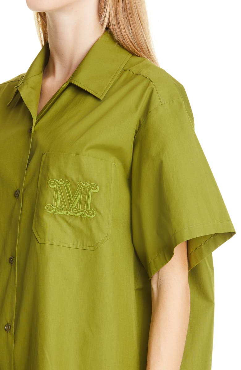 Max Mara Olive Green Cotton Shirtdress, Alternate, color, 