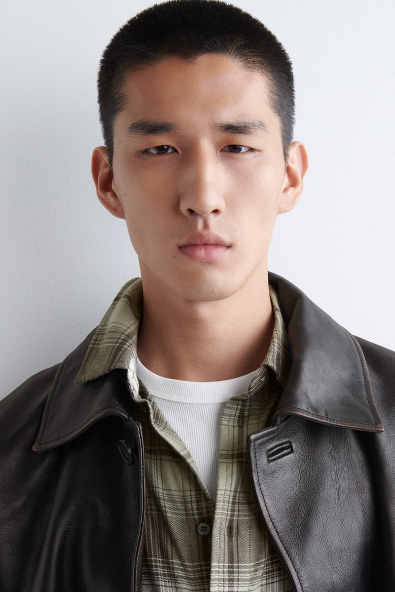 Checked Pima Cotton Shirt, Alternate, color, KHAKI / BROWN / CHECKED