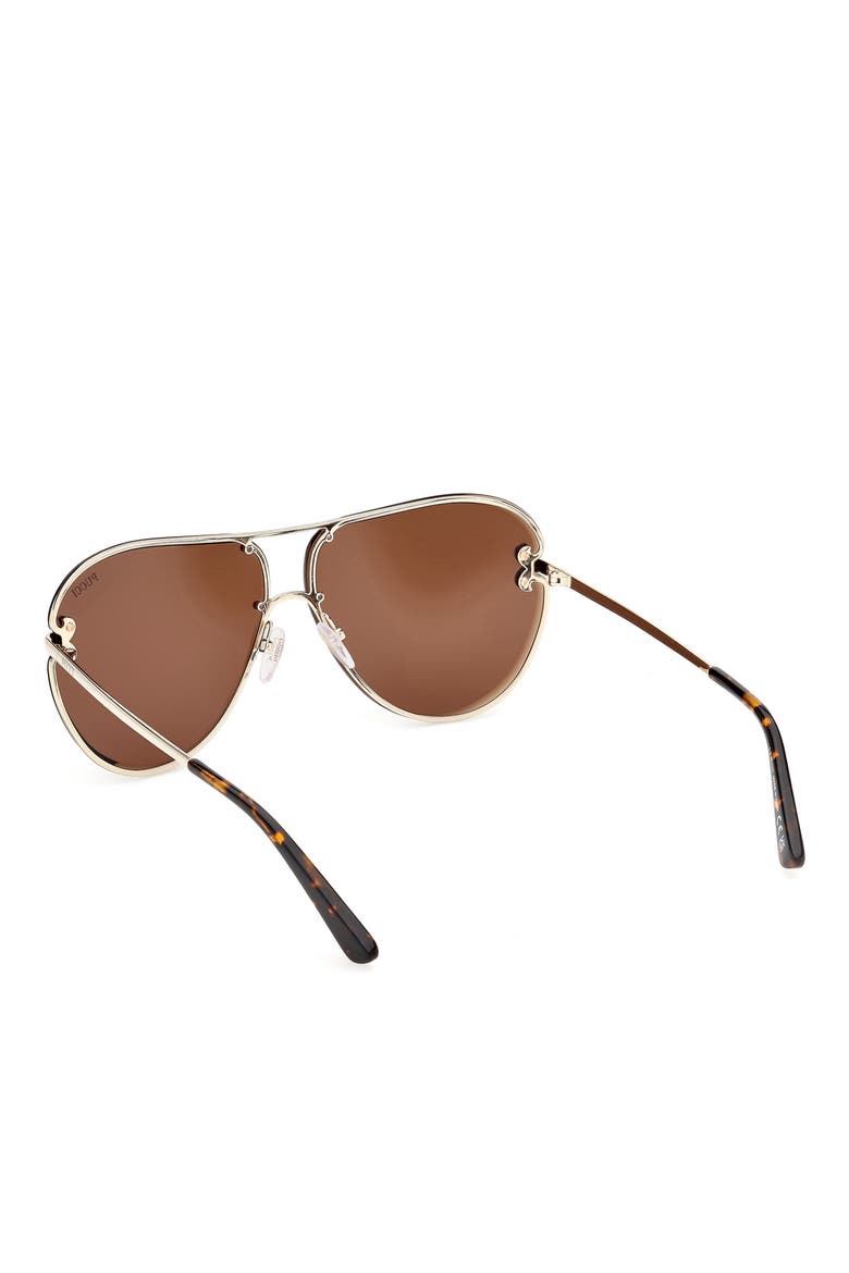 66mm Oversize Pilot Sunglasses, Alternate, color, GOLD / BROWN MIRROR