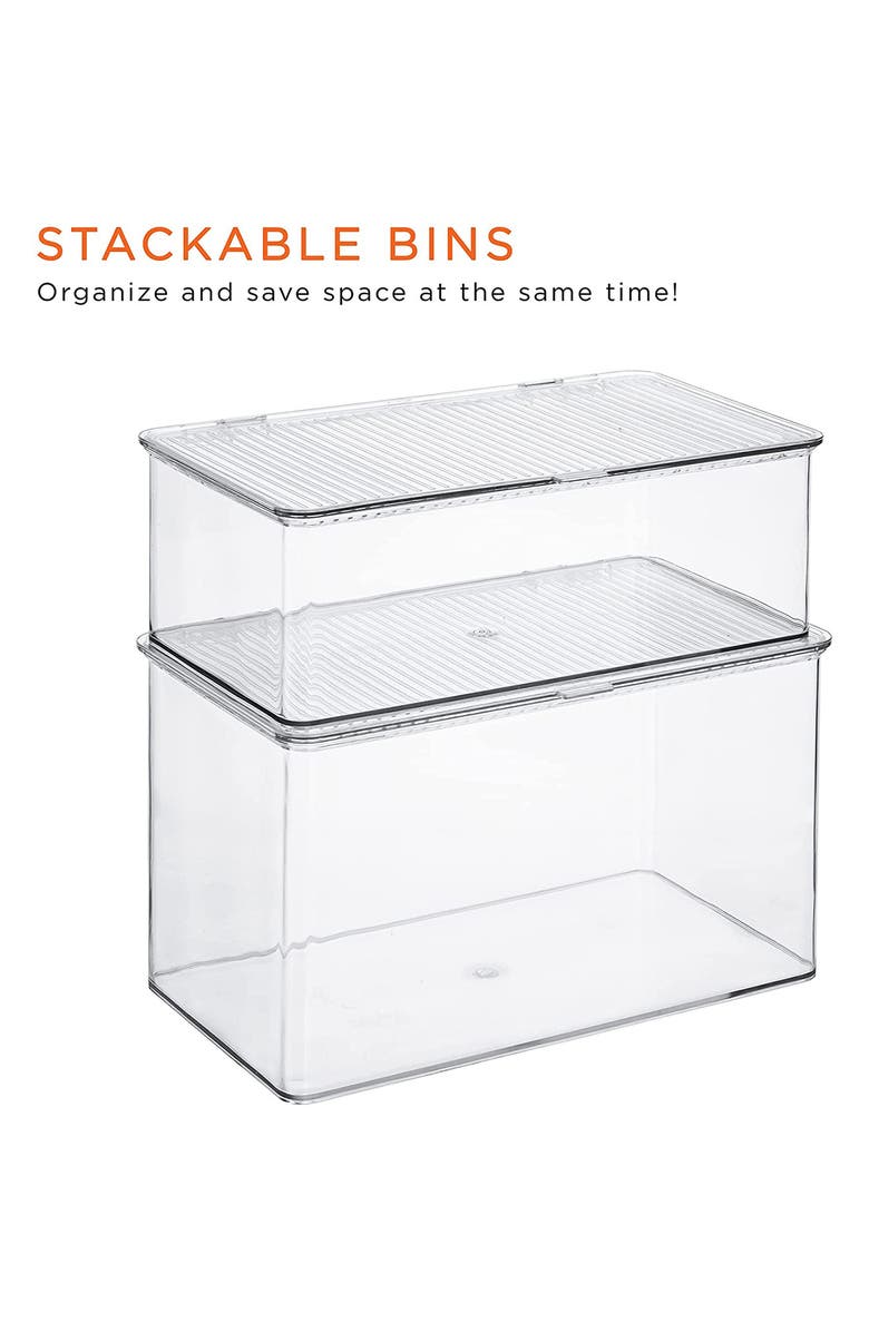 SORBUS Set of 2 Clear Lidded Storage Bins, Alternate, color, 