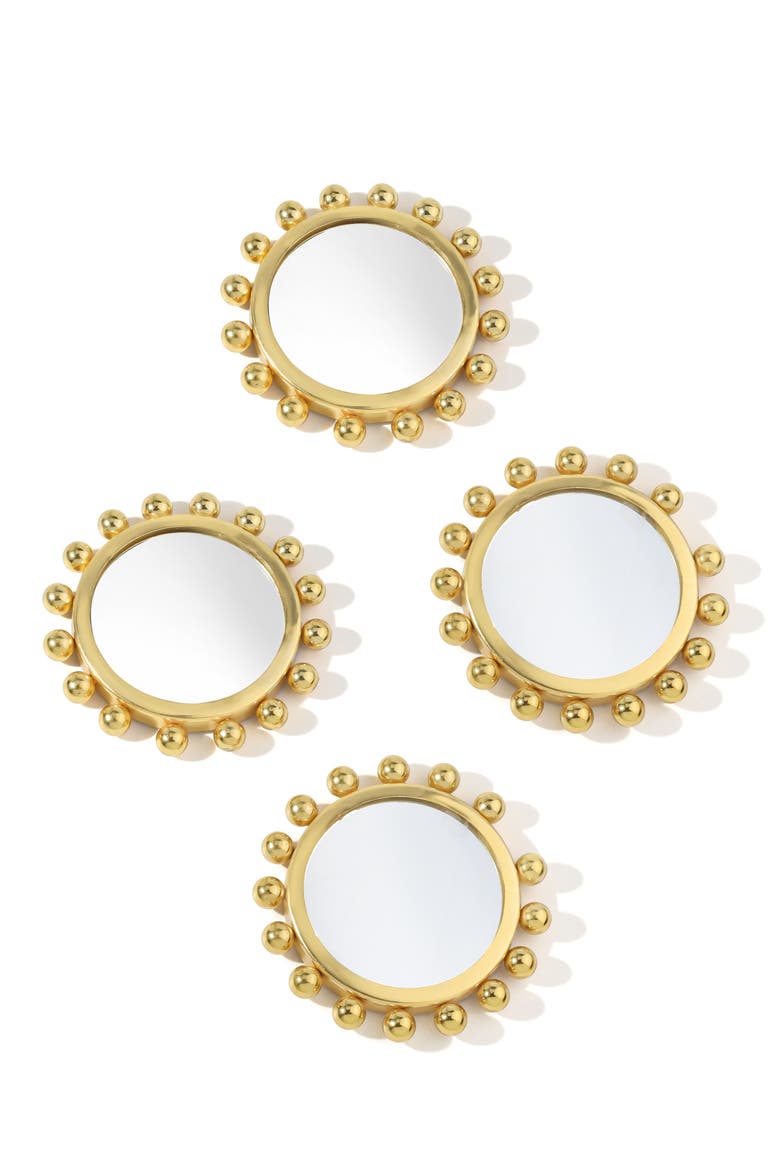 Astra Beaded Mirror Coasters, Main, color, GOLD