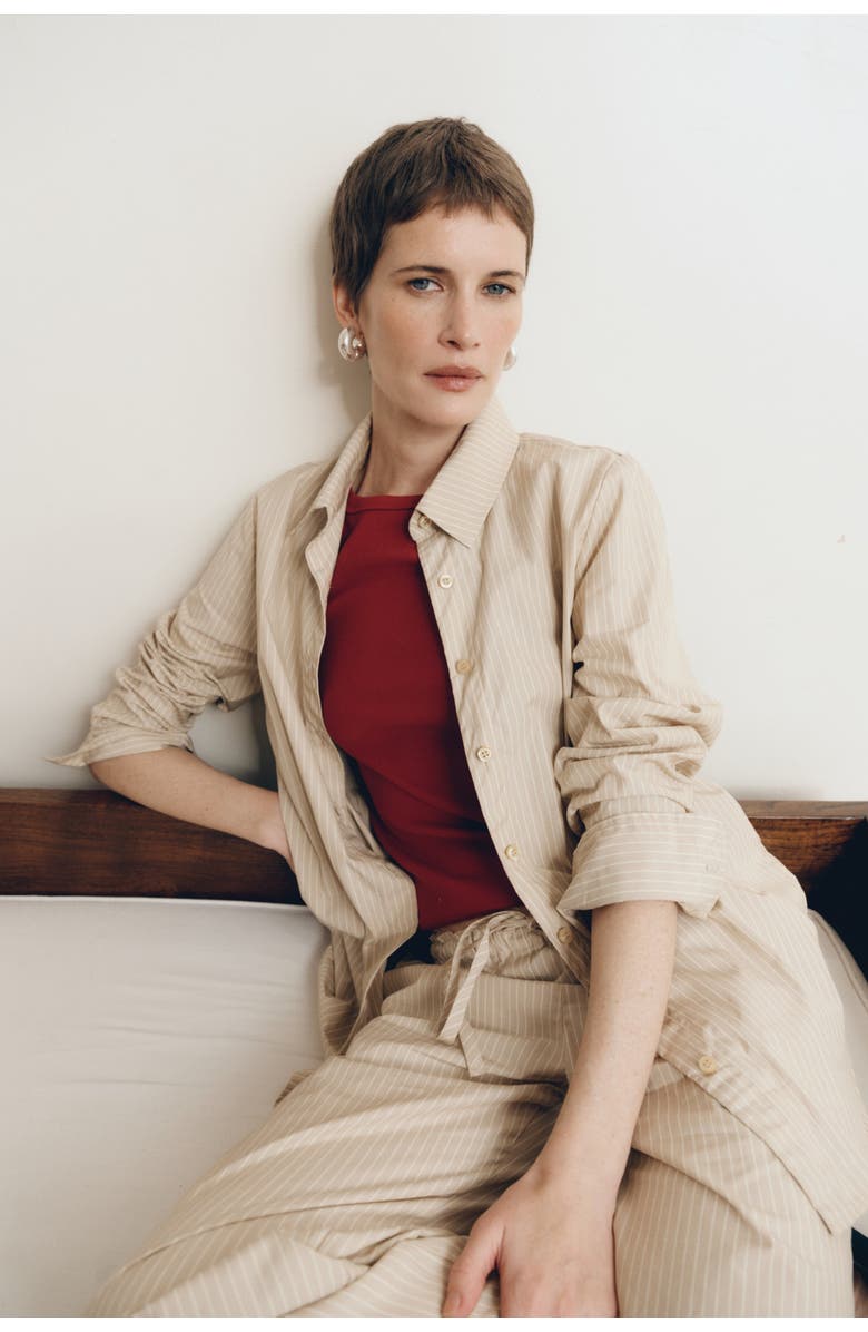 VIR VITA Matteo Stripe Shirt, Alternate, color, Dune Stripe