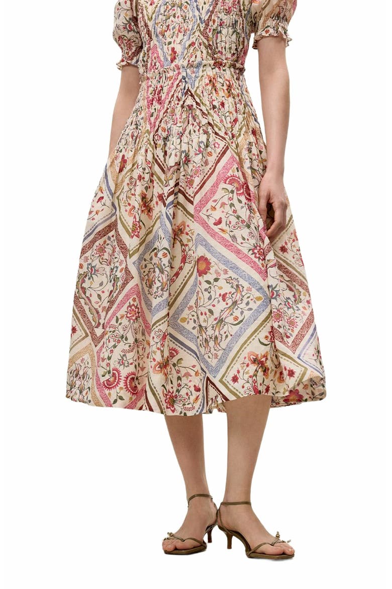 Anya Ramie Dress, Alternate, color, MONTAGE FLORAL IVORY COMBO