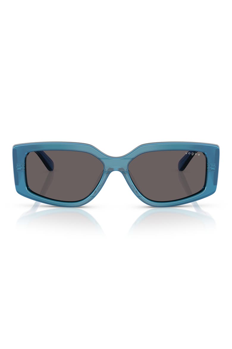 55mm Rectangular Sunglasses, Main, color, BLUE