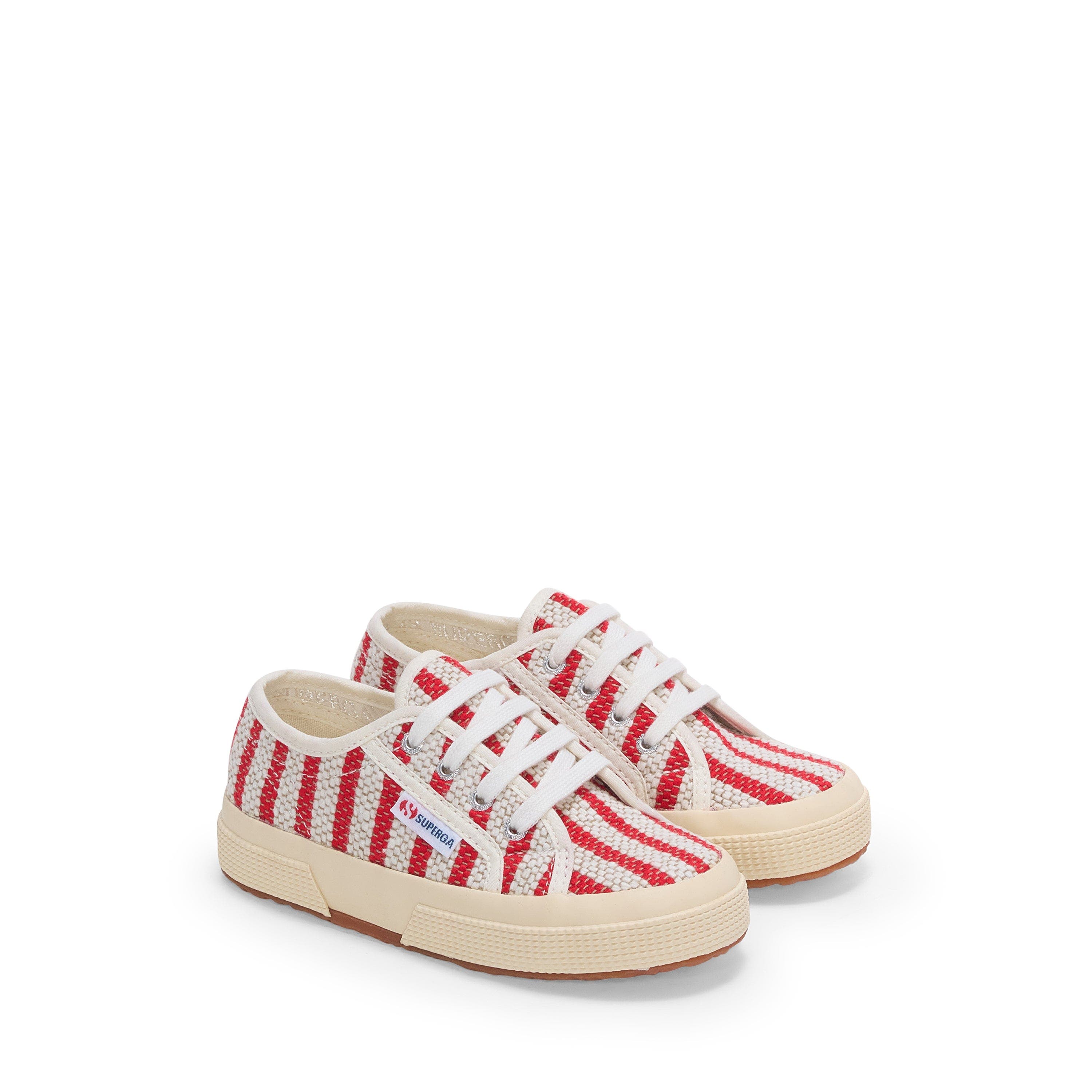 Superga 2750 Kids Cotton Stripes Sneakers, Alternate, color, Red-Off White