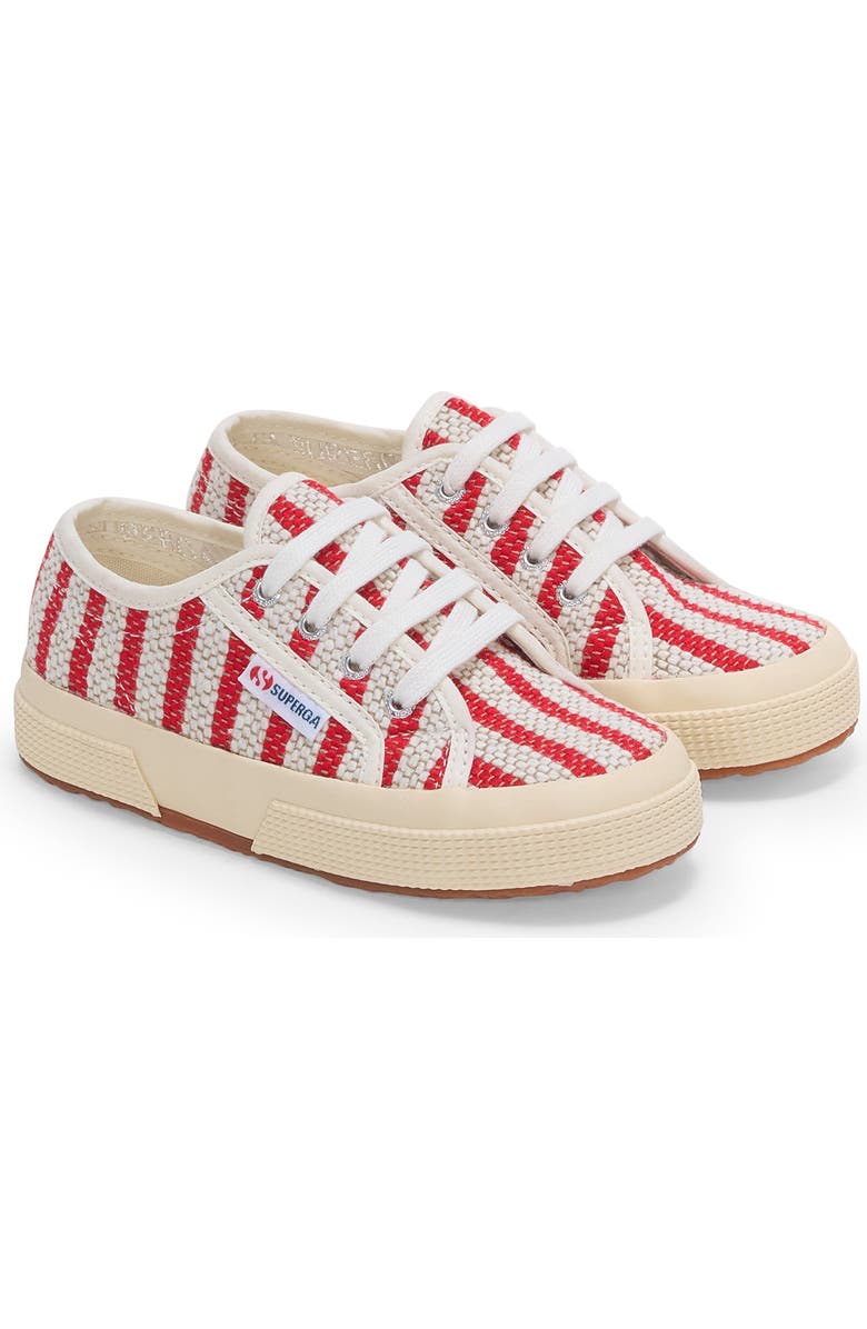 Superga 2750 Kids Cotton Stripes Sneakers, Alternate, color, Red-Off White