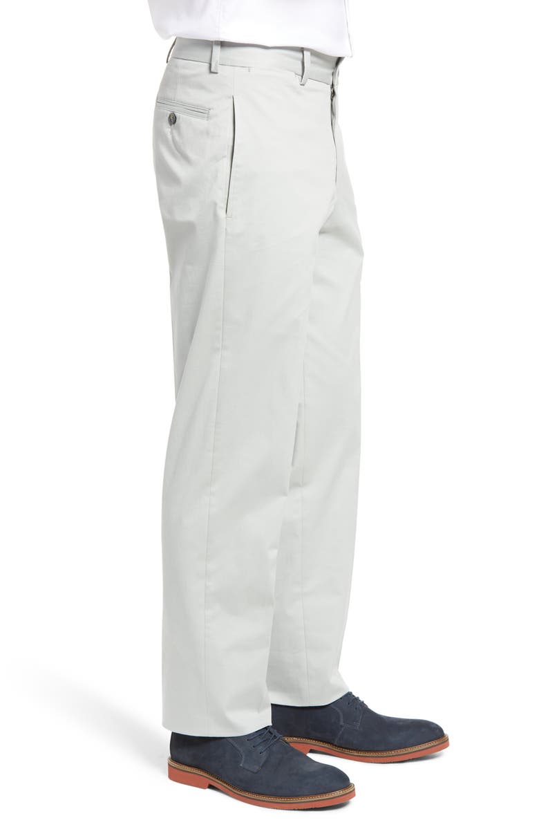 Berle Charleston Khakis Flat Front Cotton Stretch Twill Dress Pants, Alternate, color, Light Grey