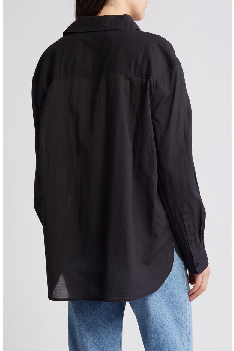 Cotton Voile Button-Up Shirt, Alternate, color, BLACK