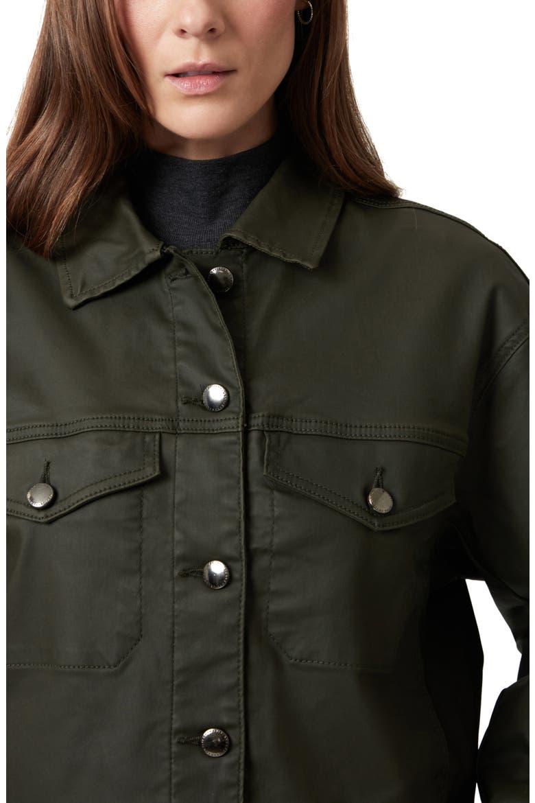 Maren Coated Crop Denim Jacket, Alternate, color, DARK OLIVE COATED