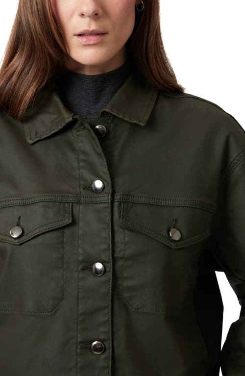 Mavi Jeans Maren Coated Crop Denim Jacket In Dark Olive Coated
