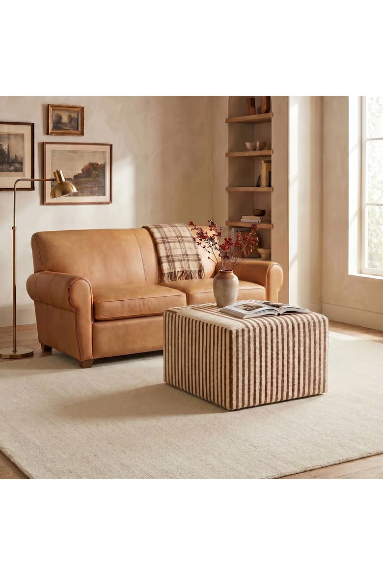 Upholstered Coffee Table Ottoman, Alternate, color, Ivory