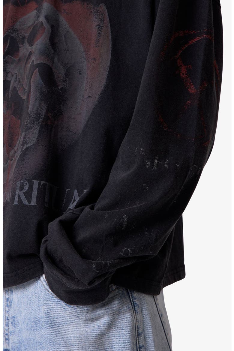 Born From Ritual Long Sleeve Cotton Graphic T-Shirt, Alternate, color, WASHED BLACK