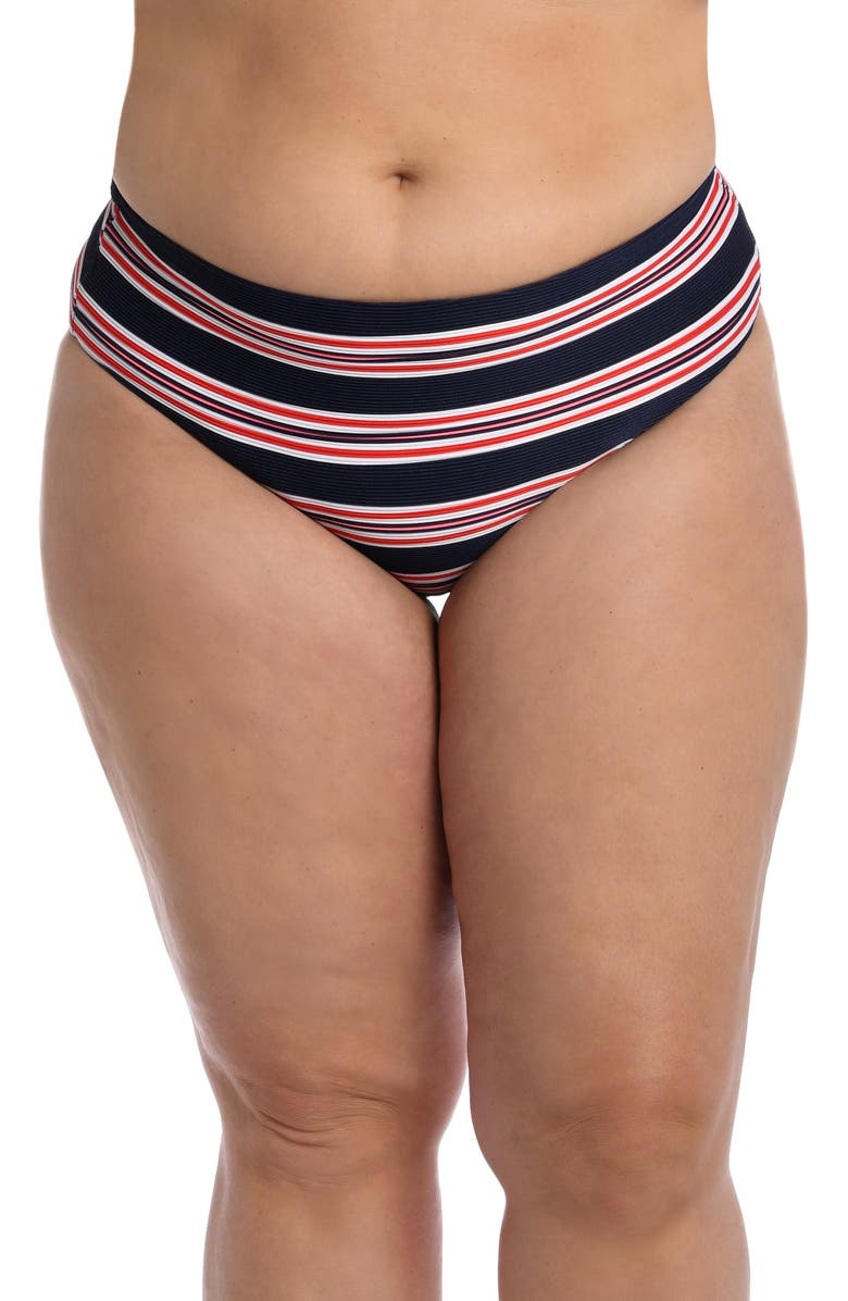 La Blanca Sailor Stripe Hipster Bikini Bottoms, Main, color, Indigo