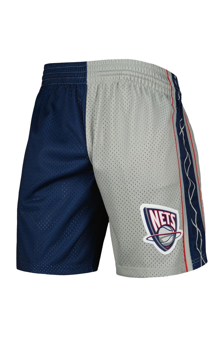 Men's Mitchell & Ness Navy/Silver New Jersey Nets Hardwood Classics 2006 Split Swingman Shorts, Alternate, color, Navy