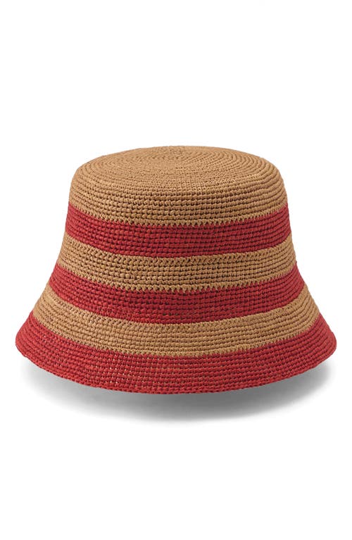 Helen Kaminski Aleki Raffia Crochet Bucket Hat In Nougat/tropical