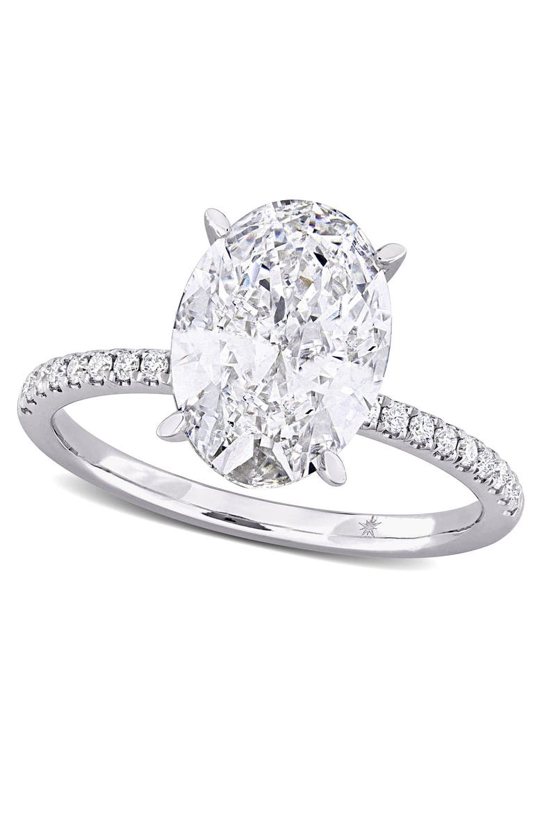 Oval Cut Lab  Diamond Engagement Ring 14K, Main, color, 3.16ct/White Gold