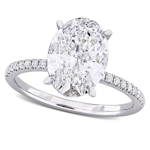Oval Cut Lab  Diamond Engagement Ring 14K