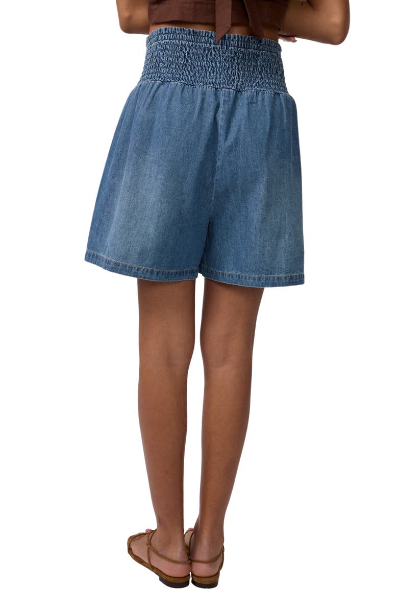Ingrid & Isabel Smocked Soft Denim Short, Alternate, color, Medium Wash