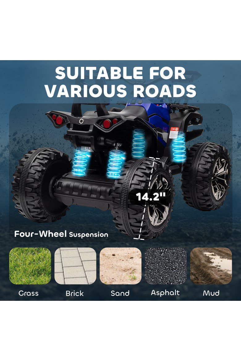 Kids Electric ATV, 12V, 4-Wheel, Music, Headlights, Alternate, color, Blue