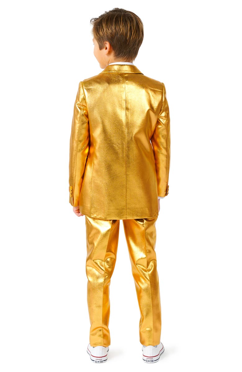 OppoSuits Kids' Groovy Golden Metallic Two-Piece Suit & Tie, Alternate, color, Gold