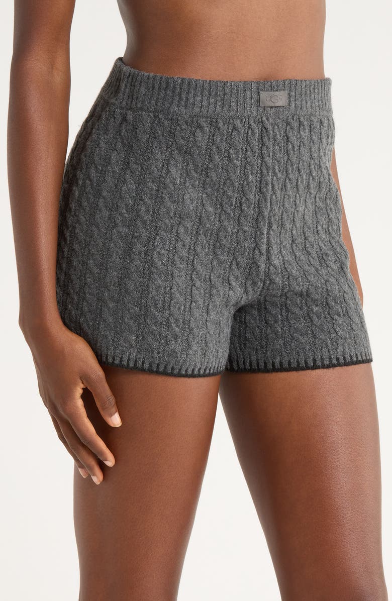 UGG<sup>®</sup> Azriel Cable Sweater Shorts, Alternate, color, Charcoal Heather