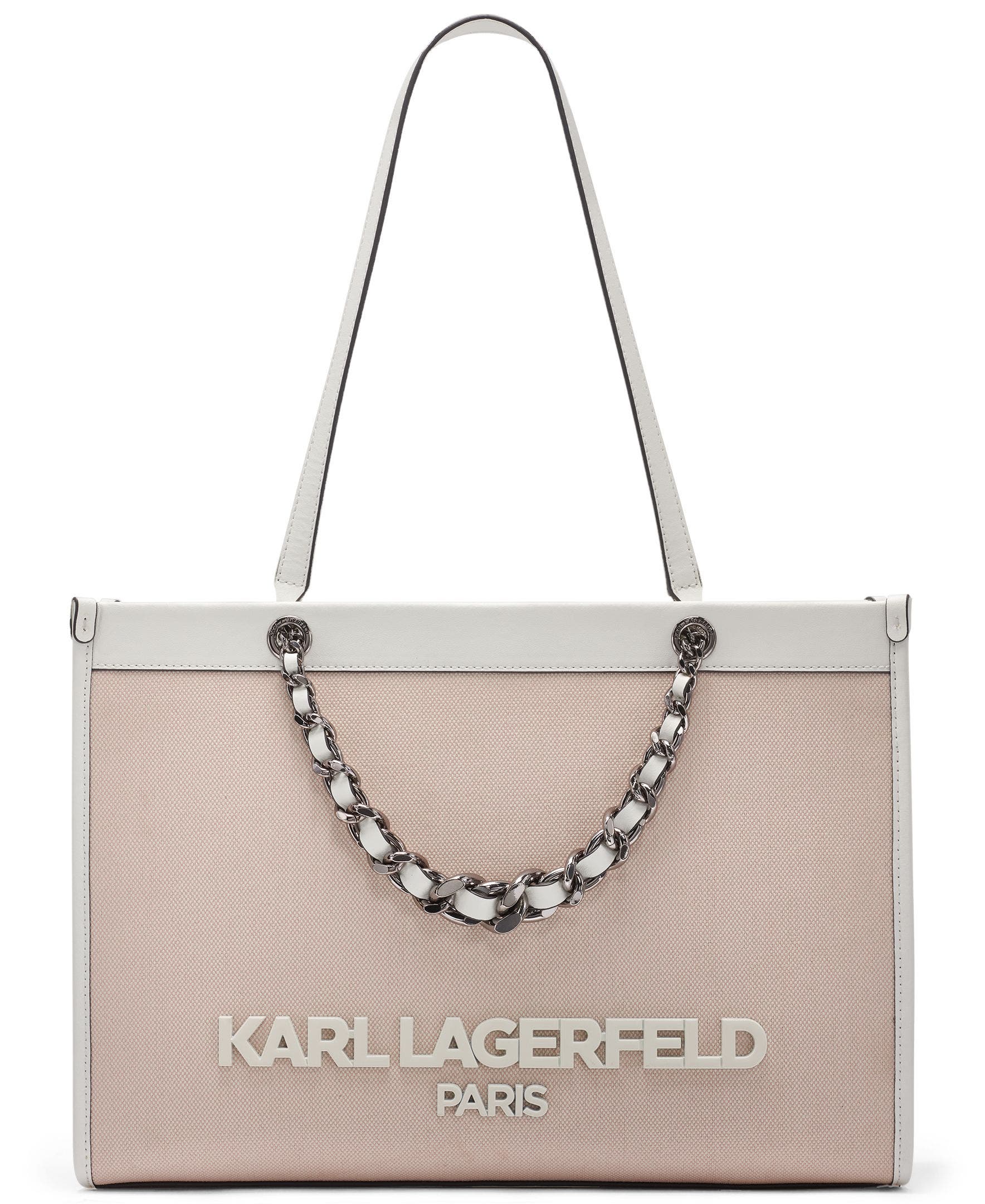 KARL LAGERFELD PARIS Savoie Canvas Tote, Main, color, Light Pink