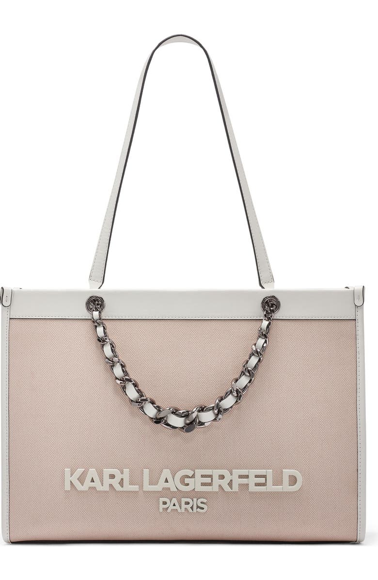 KARL LAGERFELD PARIS Savoie Canvas Tote, Main, color, Light Pink