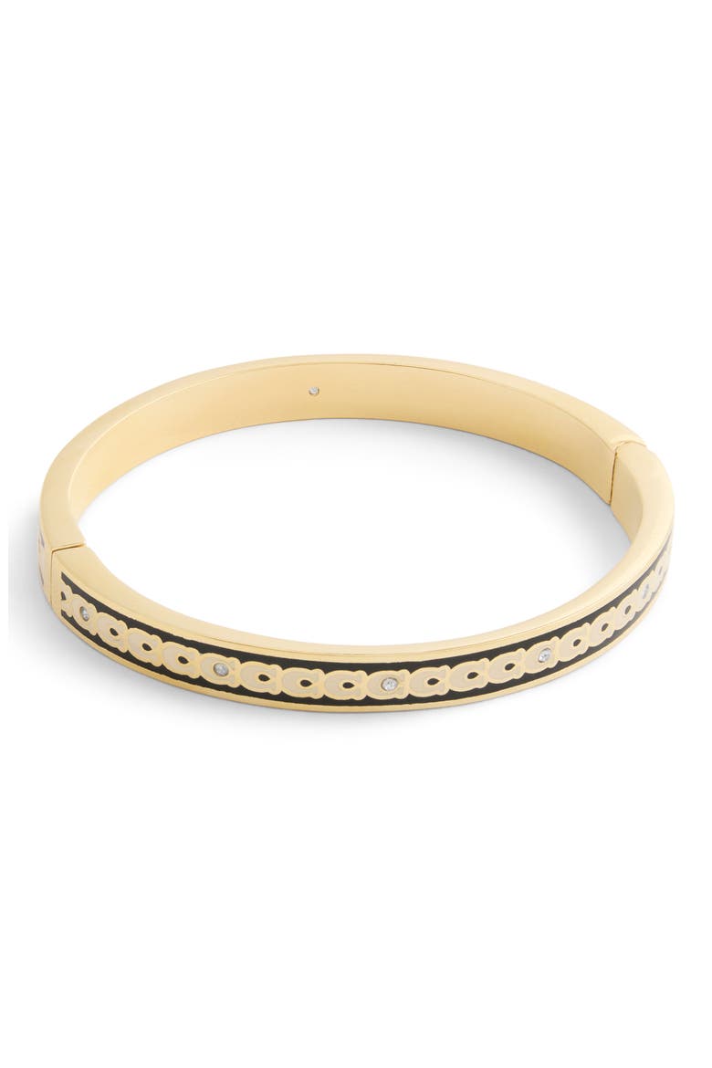Enamel C Hinge Bracelet, Alternate, color, BLACK/ GOLD