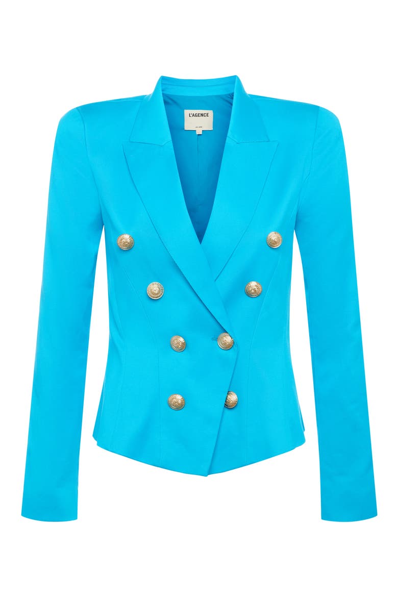 Bethany Structured Double Breasted Blazer, Alternate, color, BRIGHT AQU