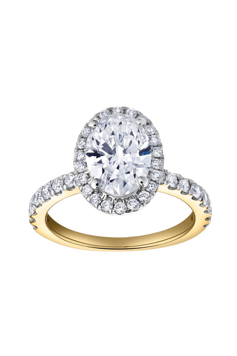 Laurentia 14K Yellow Gold Oval Lab Grown Diamond Halo Engagement Ring - 1.95 Ct, Main, color, 14K Yellow Gold