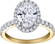 LuvMyJewelry Laurentia 14K Yellow Gold Oval Lab Grown Diamond Halo Engagement Ring - 1.95 Ct
