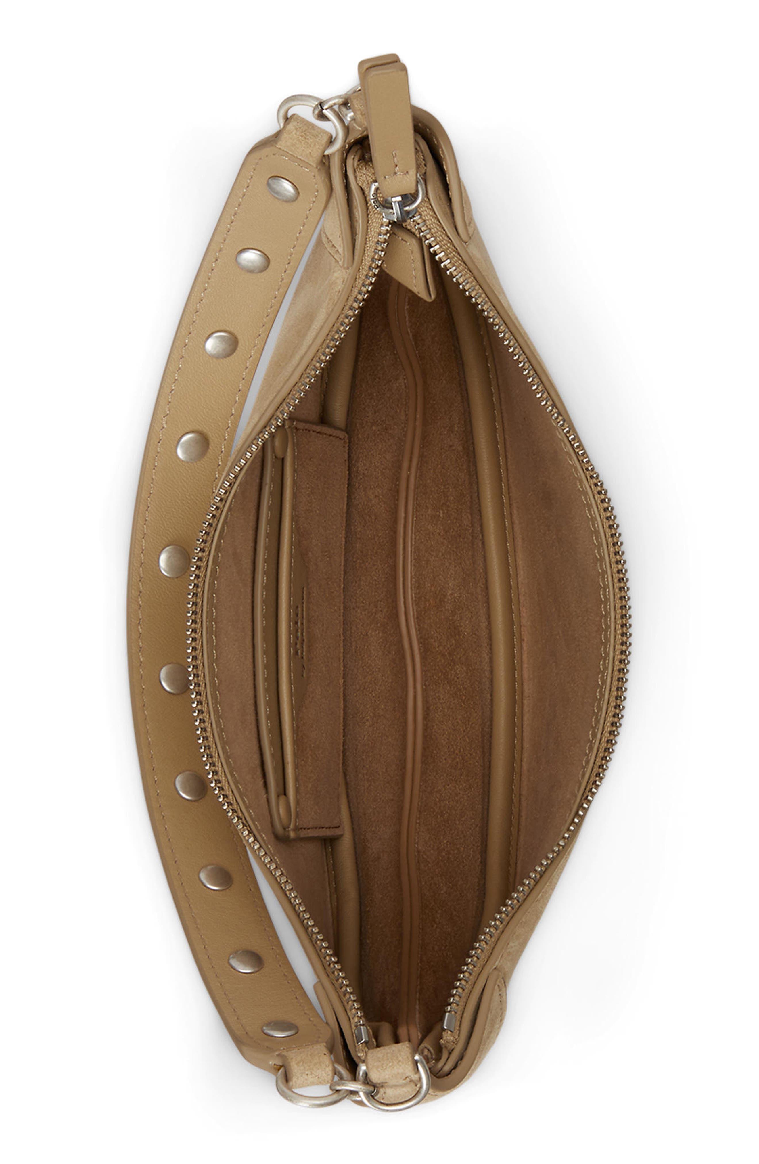 Polo Ralph Lauren Polo ID Stud Suede Crossbody Bag, Alternate, color, Cashew