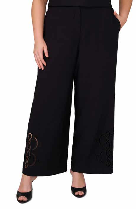 Vince Camuto Lattice Inset High Waist Wide Leg Pants