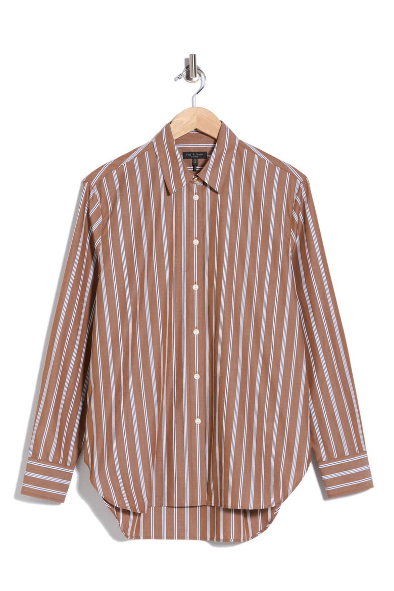 Monty Stripe Button-Up Shirt, Alternate, color, CARAMEL