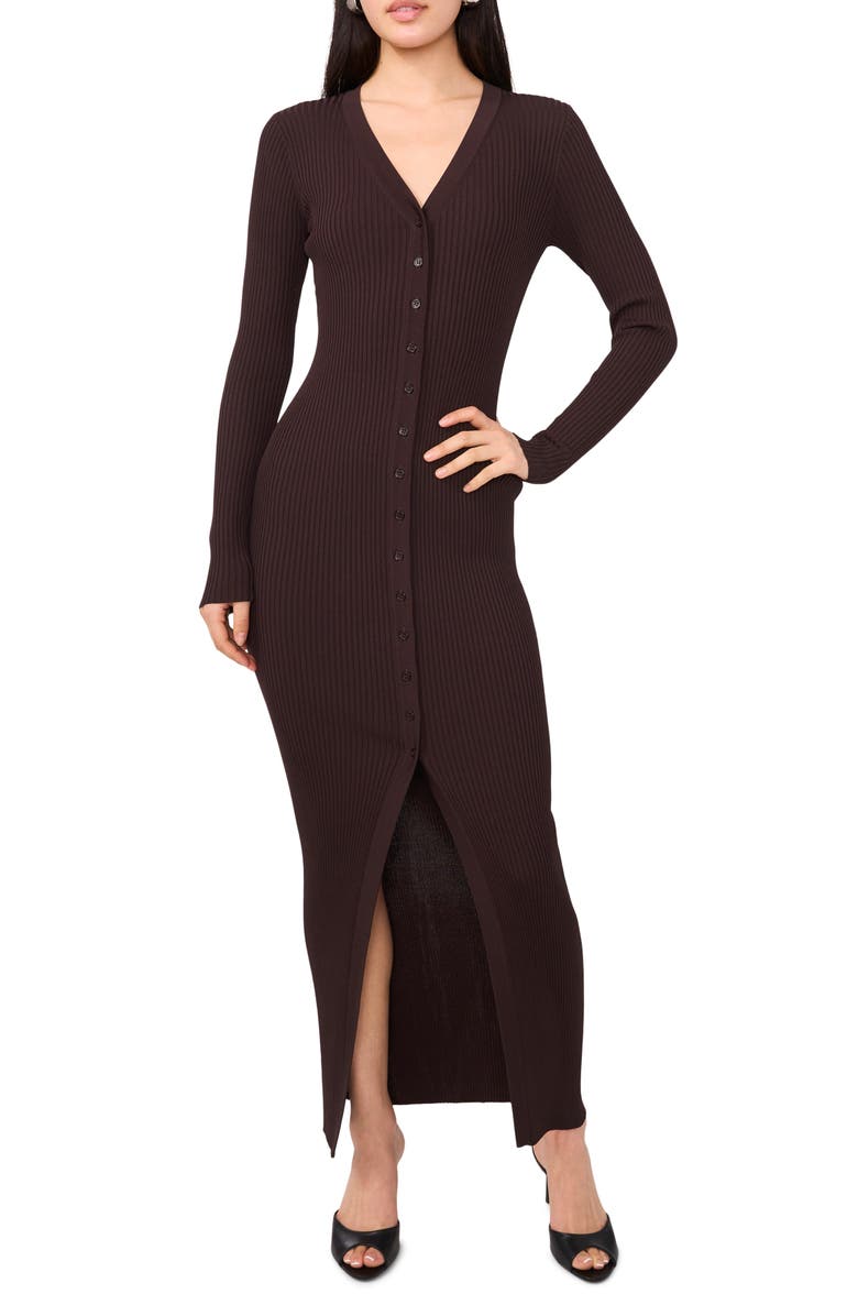 1.STATE Long Sleeve Rib Cardigan Dress, Main, color, 