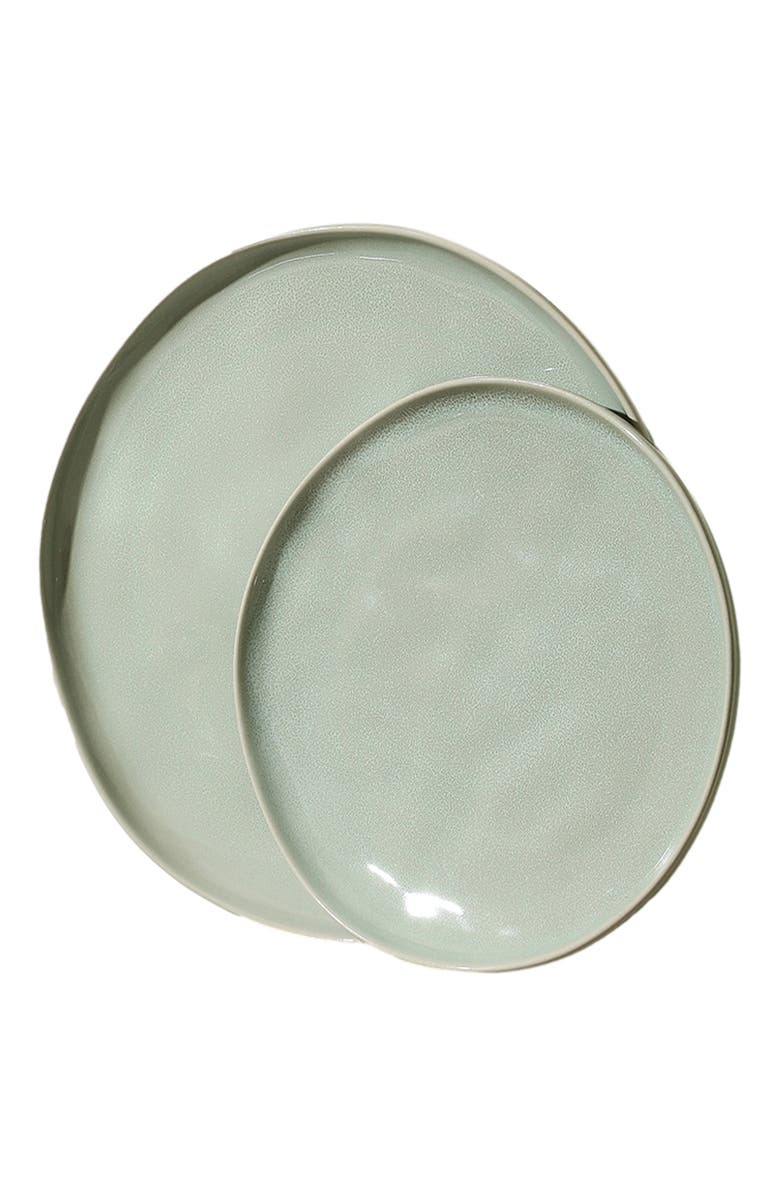 Stone Lain Mirella Stoneware 4-Piece Dinner Plate Set, Alternate, color, Light Green